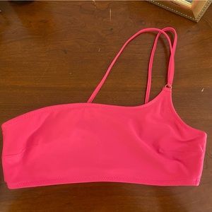 Arie One Shoulder Bandeau Bathing Suit Top- Pink- Medium